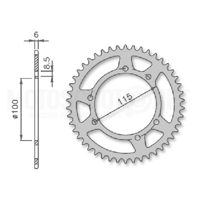 Corona de transmisión Beta RK6 / Gilera Twin paso 415 IGM - acero