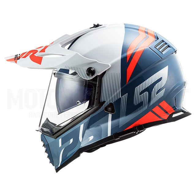 Casco Cross LS2 MX436 Pioneer EVO Evolve blanco Cobalto