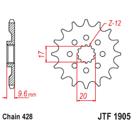 Piñon de acero Husqvarna TC 85 2018-21 / KTM SX 85 2018-21 Z-14 JT Sprockets