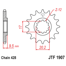 Piñon de acero Husqvarna TC 85 2014-19 / KTM SX 85 2003-17 Z-14 JT Sprockets