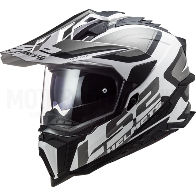 Capacete de cross country LS2 MX701 Explorer Alter preto branco mate