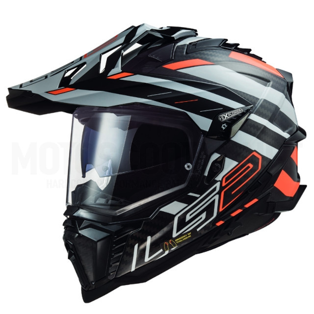 A-467017152 Casco Cross LS2 MX701 Explorer Edge Carbono Negro/Naranja