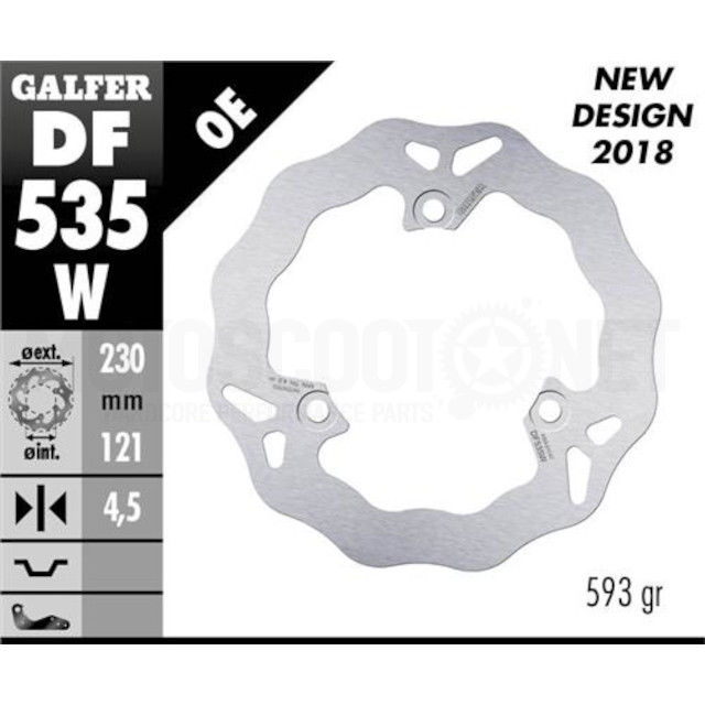 DF535W Disco de freno trasero Yamaha N-Max 125-150 >15 Galfer