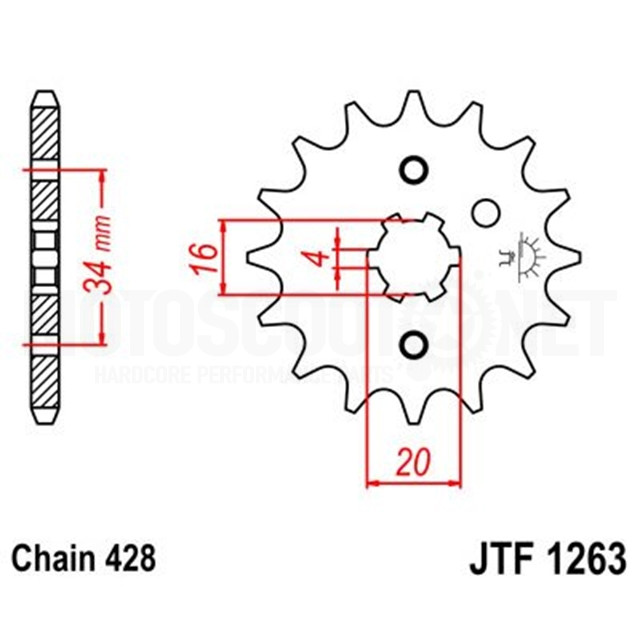 Roda dentada de aço com 17 dentes JTF1263 JT Sprockets