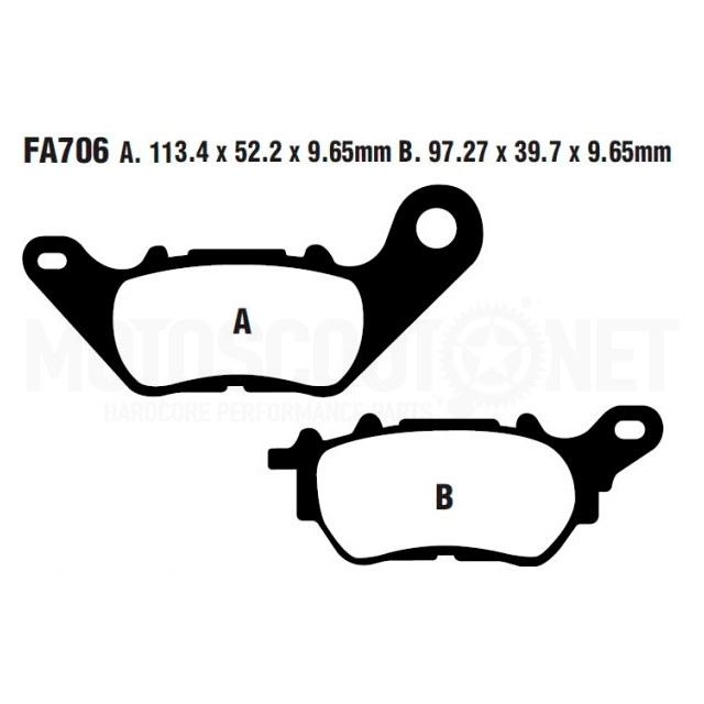 Pastilhas de travão traseiras Yamaha X-Max 125/300 19-23 EBC - orgânicas