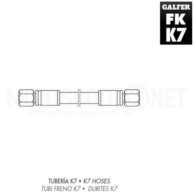 Mangueira de travão K7 180cm sem ponteiras Galfer - preto