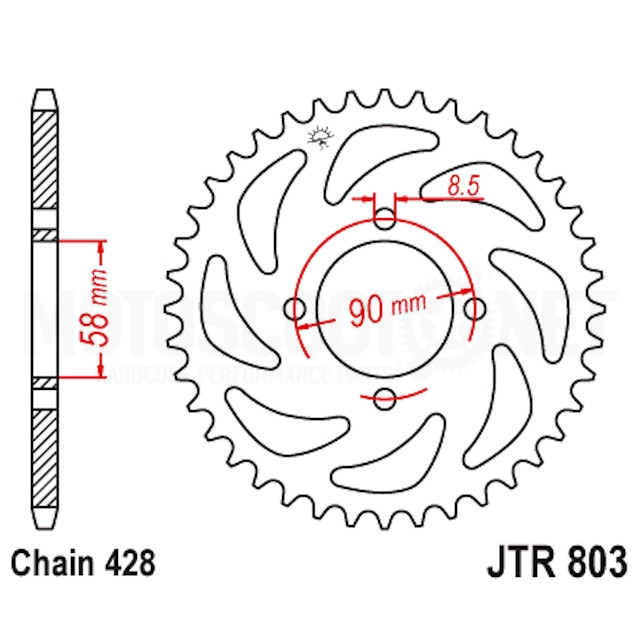 Corona Suzuki GSX-R 125 Z-45 Acero JT Sprockets JTR803.45