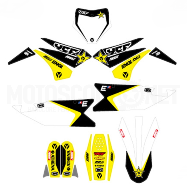 Kit de adhesivos racing YCF bigy 2022 Amarillo/Negro 