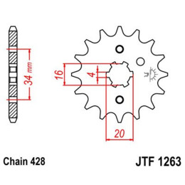 Roda dentada de aço com 13 dentes JTF1263 JT Sprockets