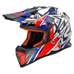 Capacete LS2 Junior Cross MX437 Fast Mini Strong branco-vermelho-azul