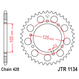 Coroa Derbi Senda 125 Z-51 Rodas dentadas JT em aço