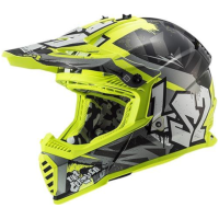 LS2 MX437 Fast EVO Mini Crusher Capacete de cross country preto-amarelo fluorescente