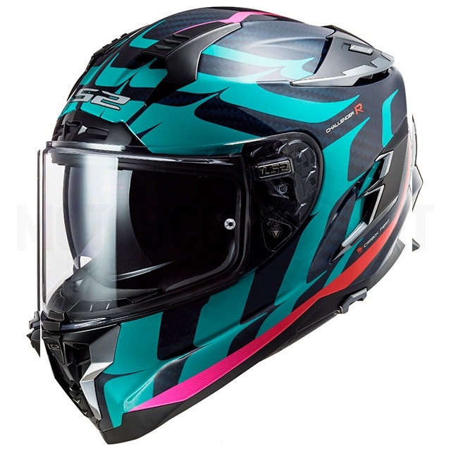 Casco integral LS2 FF327 Challenger CT2 Flames Azul / Carbono / Rojo ref: A-103277531