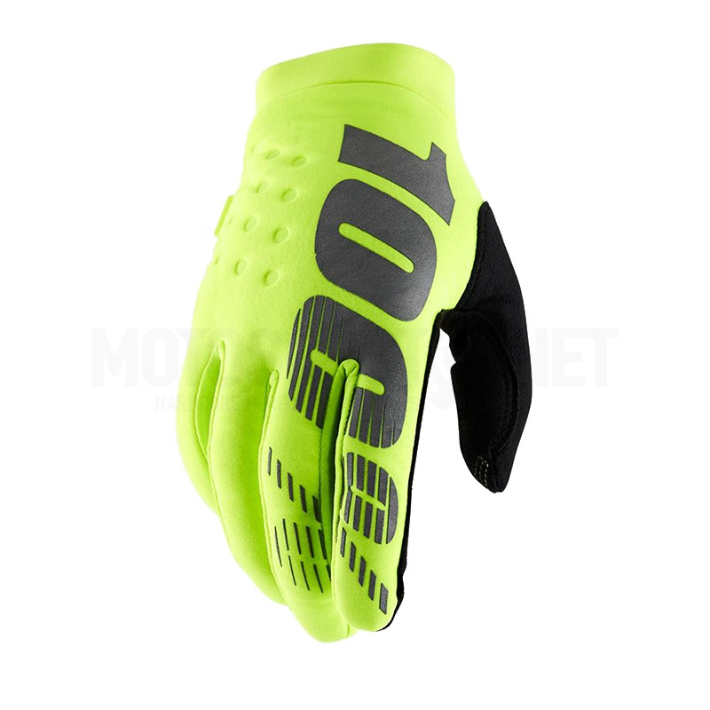 Guantes Motocross Invierno Infantiles 100% Brisker Fluo Amarillo