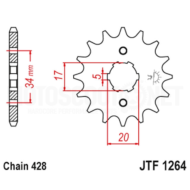 Piñon de Acero 15 Dientes JTF1264 JT Sprockets JTF1264.15