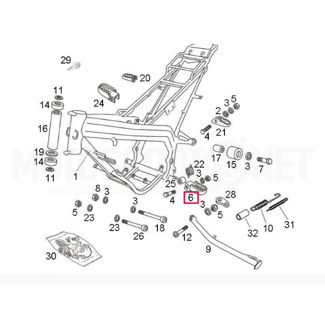 Repose-pieds gauche Derbi Senda / Aprilia RX 50 >2006 Sku:00H02201312 /0/0/00h02201312.1.png