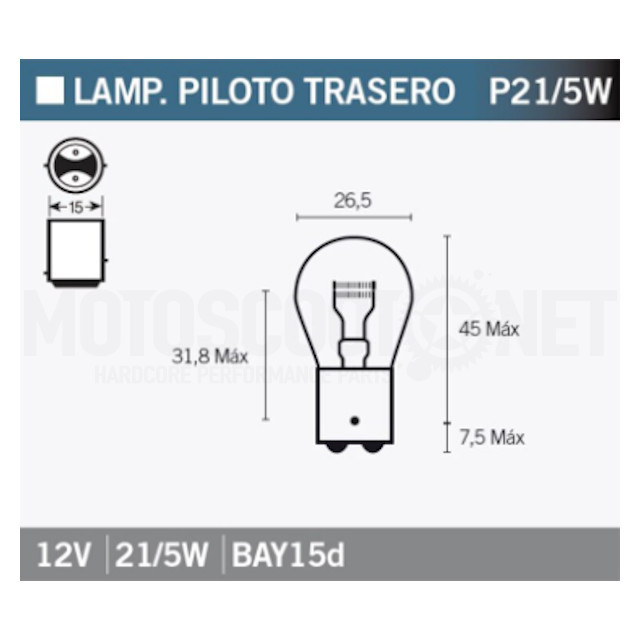 Ampoule BAY15D 12V 21 5W Vparts Sku:14662 /1/4/14662l_mparabiluxbay15dcristalrojovespa12v21-5w_vparts.jpg