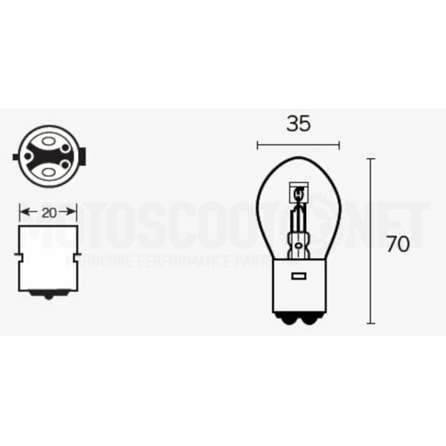 14669 Bombilla óptica BA20D 12V 25/25W Tecnium