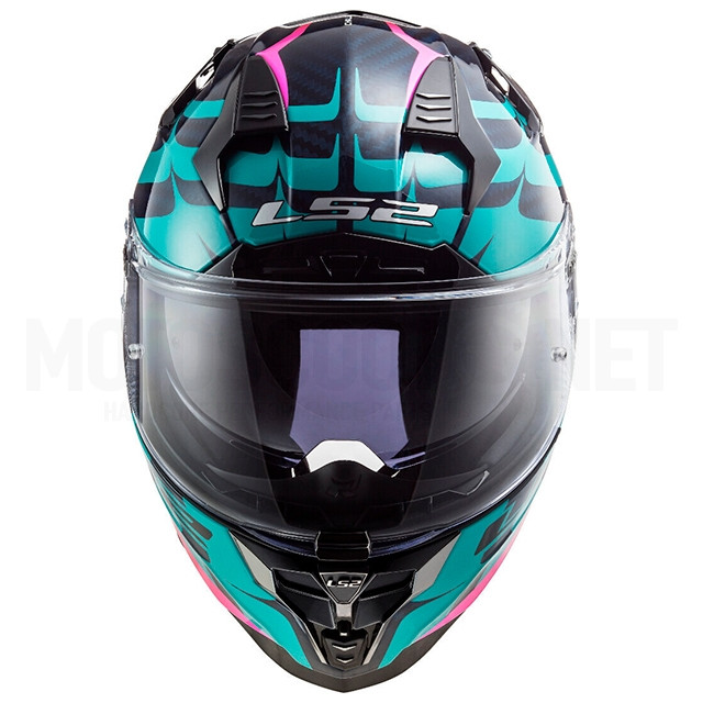 Casco integral LS2 FF327 Challenger CT2 Flames Azul / Carbono / Rojo ref: A-103277531