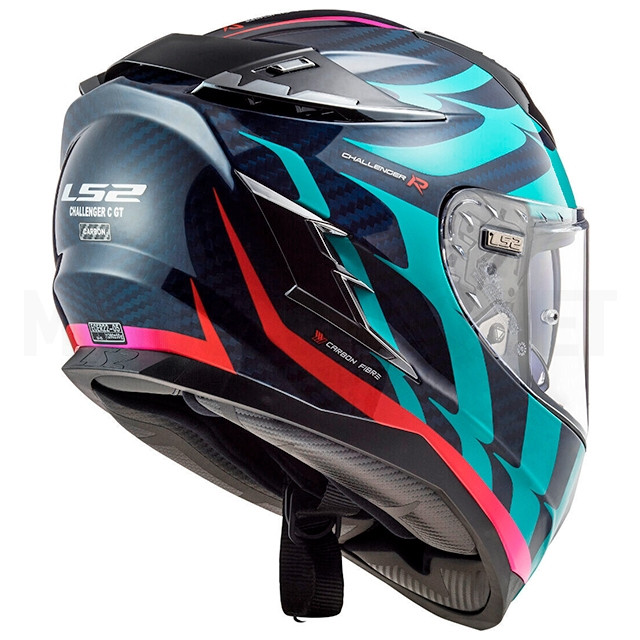 Casco integral LS2 FF327 Challenger CT2 Flames Azul / Carbono / Rojo ref: A-103277531