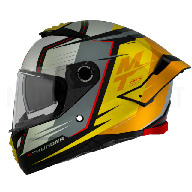 A-1308988132 Casco MT Helmets Thunder 4 SV Pental Gris/Amarillo Mate