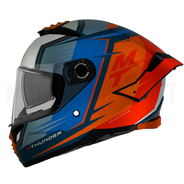 A-1308988142 Casco MT Helmets Thunder 4 SV Pental Azul/Naranja Mate