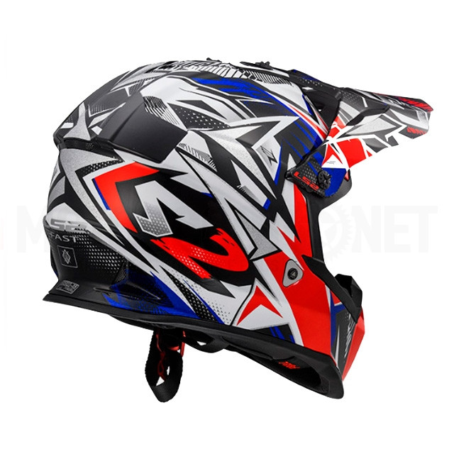 Casco Cross Junior LS2 MX437 Fast Mini Strong Blanco/Rojo/Azul ref: A-40437J2626