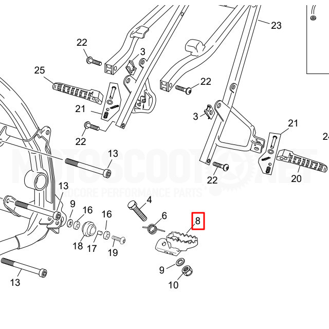 Estribo conductor izquierdo original Sherco SM-R / SE-R 50cc