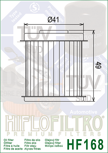 Filtre à huile Daelim 125 S-1 Otello, SL125 B-Bone, NS125 I/II/III, VL125FI Daystar HF168 Hiflofilter Sku:HF168 /h/f/hf168.png