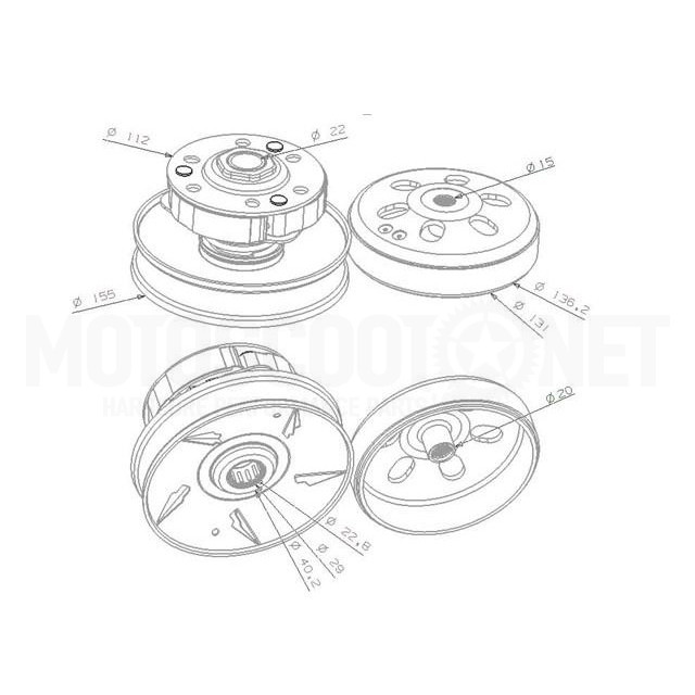 Embrague, campana y poleas Honda SH/SHi y PCX 125/150cc Octane ref: IP32424