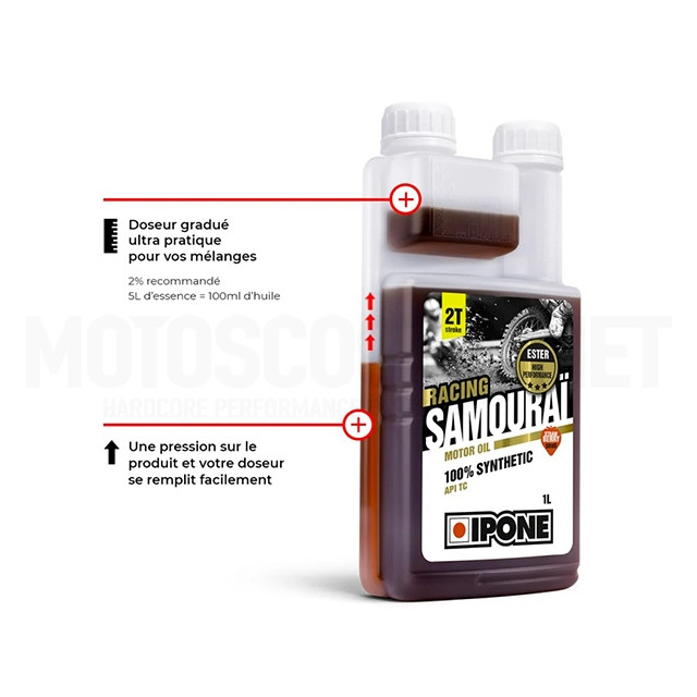 Aceite mezcla 2T 1L Ipone Samouraï Racing Olor Fresa ref: S28480A