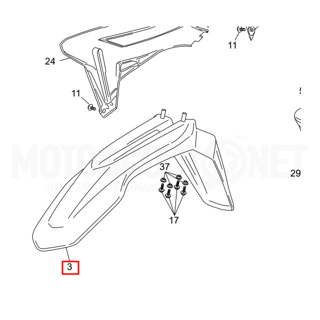 Guardabarros delantero original Sherco SM-R / SE-R 50cc >2012 Negro Sku:SH-4260 /s/h/sh-4260_2.jpg