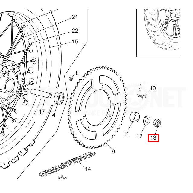 Tuerca rueda trasera original Sherco 50cc M16x1,5