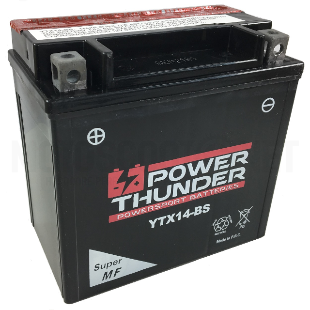 YTX14-BS Batterie Power Thunder avec acide