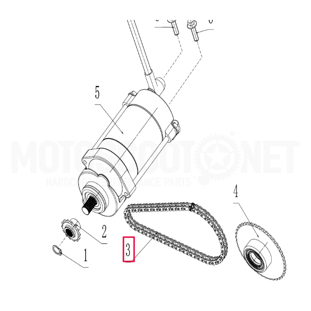 Pitbike démarreur moteur à chaîne 190 Zongshen