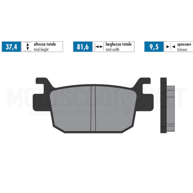 Pastillas de freno Polini For Race traseras Honda SH 125/300 - Orgánico