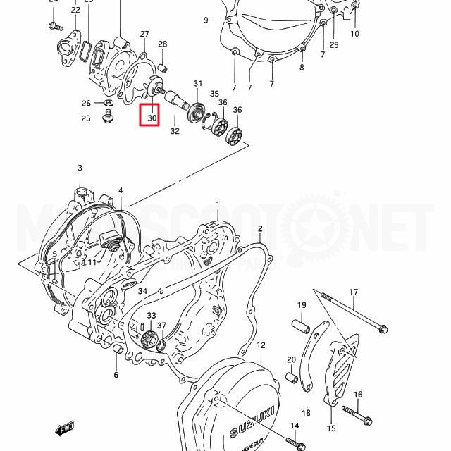 Eje bomba de agua Suzuki RM 125 2001-06