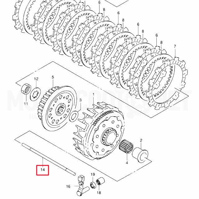 Varilla empujador embrague Suzuki RM 125 2001-12