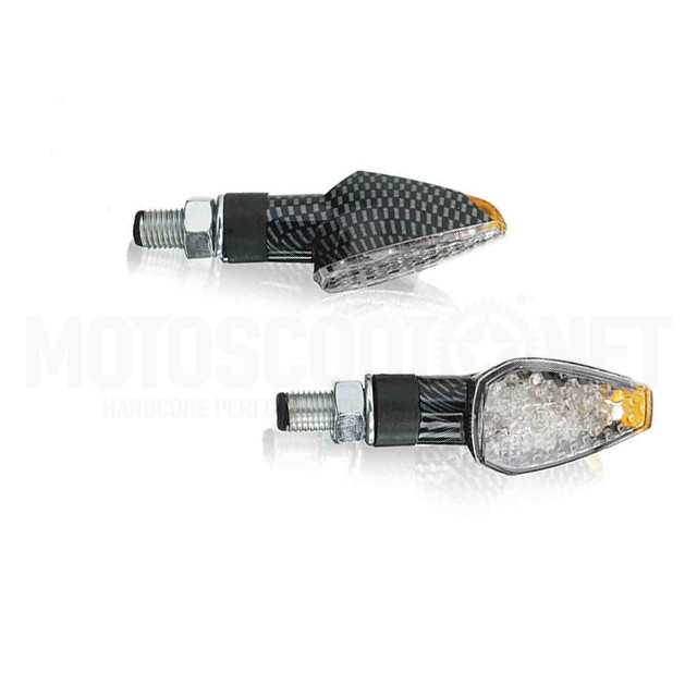 Intermitentes led Peak Puig simil carbono cristal transparente brazo corto