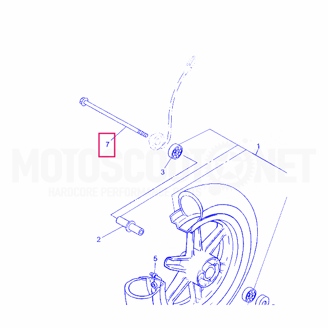 Eje rueda delantera Yamaha Jog / MBK Mach G 50cc