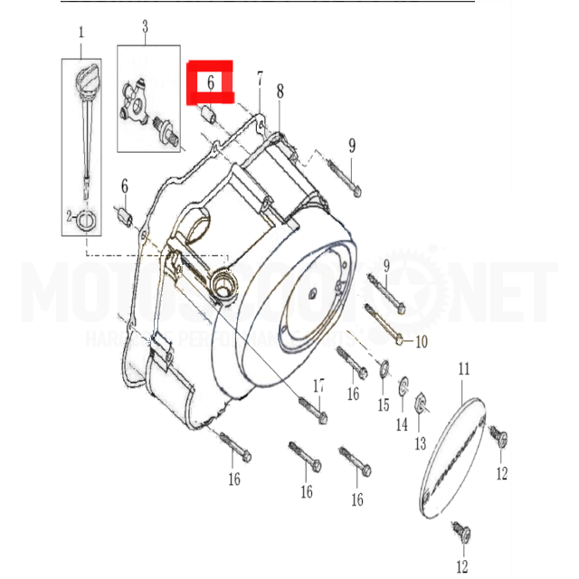 Casquillo centrador cilindro Ø8x12x6,3 Pitbike motor semi-auto 88 Zongshen