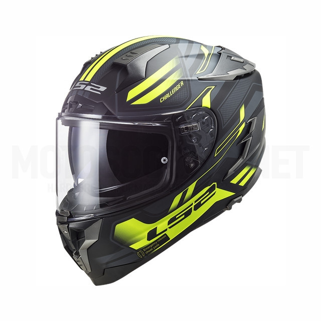 Casco integral LS2 FF327 Challenger Spin negro mate / amarillo (