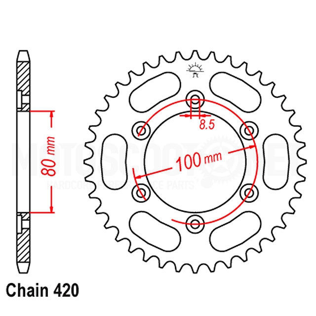 Rieju RR / RJ 420 pitch IGM ring gear - steel