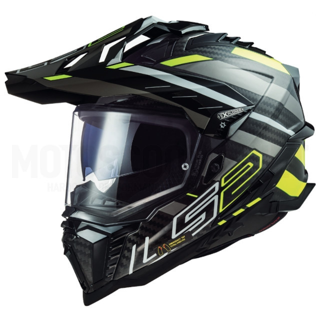 Casco Cross LS2 MX701 Explorer Edge Carbono Negro/Amarillo Fluor 