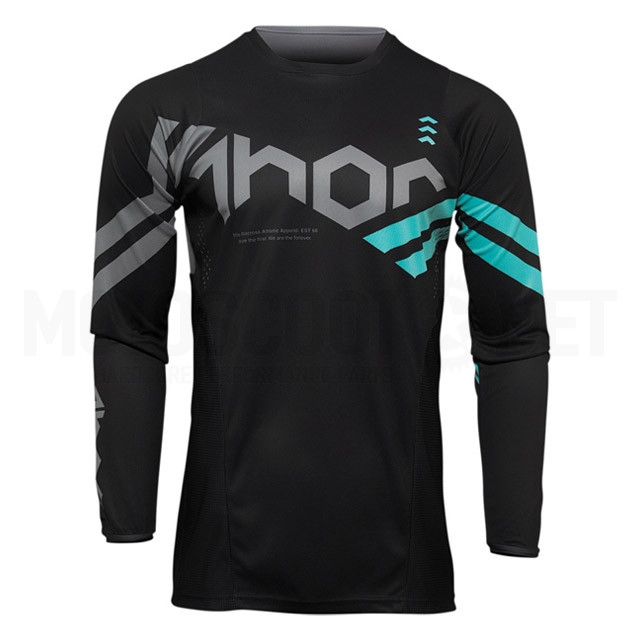 Camiseta Off-Road Infantil Thor Pulse Cube Negro/Aqua