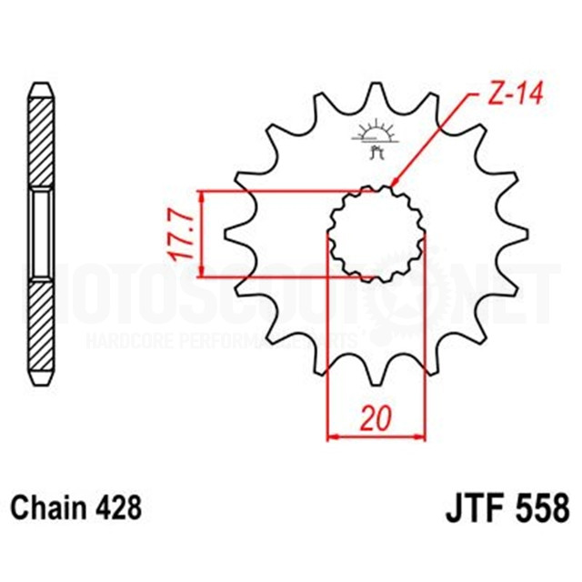 Pignons en acier Yamaha YZ 85 / Derbi GPR 125 / Yamaha DT 125 R Z-18 JT Sprockets