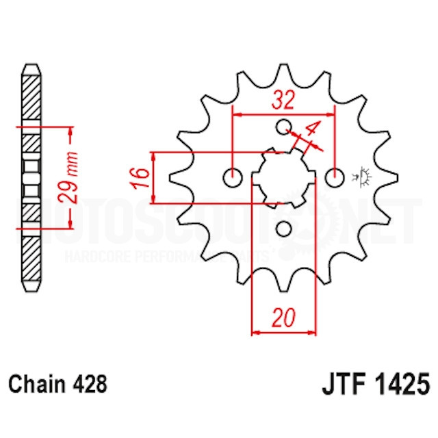 Piñon de Acero 14 Dientes JTF1425 JT Sprockets JTF1425.14