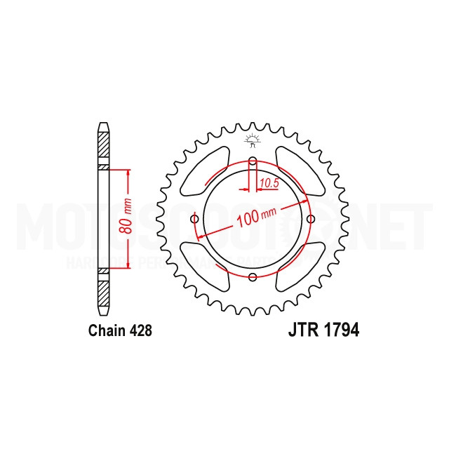 Corona Suzuki GZ 125 Marauder 1998-2006 45Z 428 JT Sprockets ref:JTR1794.45 