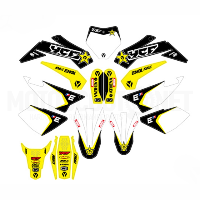 Kit de adhesivos racing YCF Lite/Start/Pilot/Factory/SM 2022 Amarillo/Negro