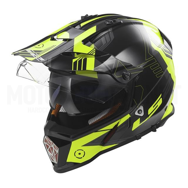 LS2 Pioneer MX436 Trigger Noir Hi-Vis Casque Cross Country jaune